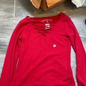 Aeropostale seriously soft red ribbed longsleeve